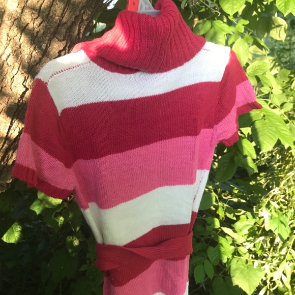 🔴Cute Striped Belted Turtle Neck Sweater Shirt Dress - Picture 7 of 9